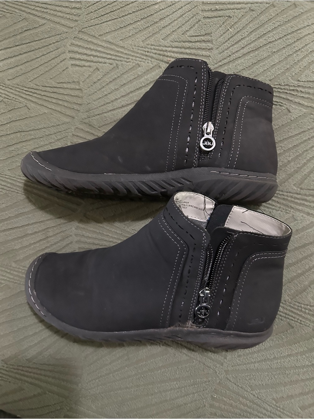 JBU Women's Black Nubuck Ankle Booties with Side Zip